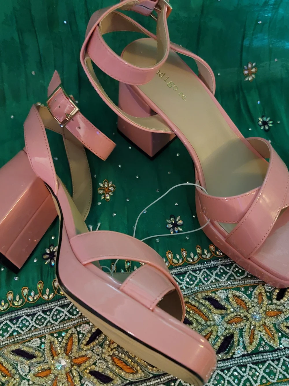 Women’s Pink Patent Block Heel Sandals